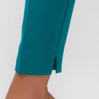 Turquoise Tapered Trousers Made of Slightly Elastic Fabric with High Waist - PrettyGirl