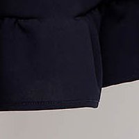 Navy blue crepe dress with a dropped neckline and ruffles at the base of the dress - StarShinerS