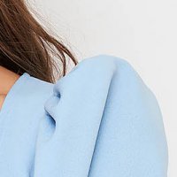 Light Blue Crepe Blouse for Women with Puffy Sleeves - StarShinerS