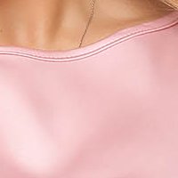 Lightpink women`s blouse from satin loose fit with cuffs with decorative buttons - StarShinerS