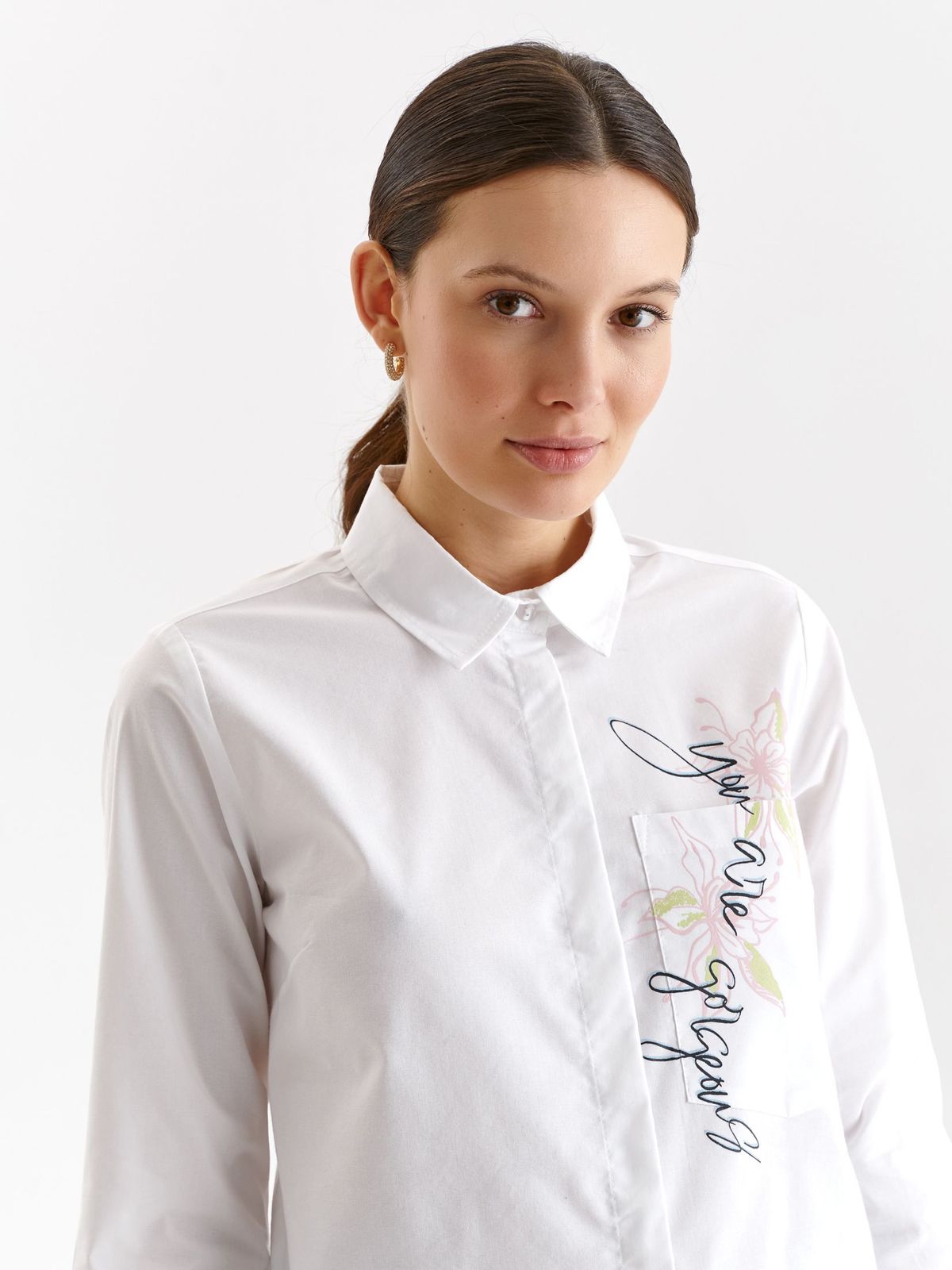 Női ing fehér vékony anyag bő szabású asszimmetrikus