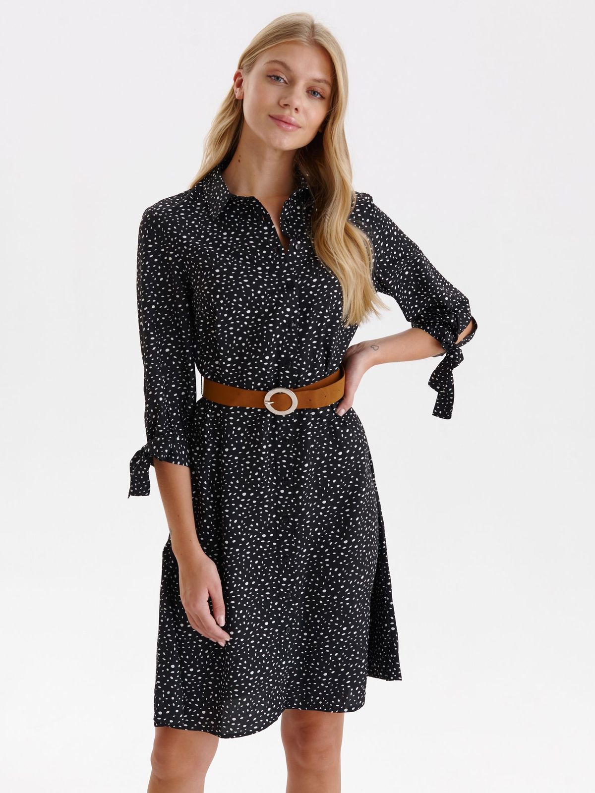 Rochie din material subtire neagra scurta cu croi larg si accesoriu tip curea - Top Secret