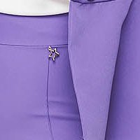 Pantaloni din stofa usor elastica mov conici cu talie inalta - StarShinerS