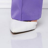 Pantaloni din stofa usor elastica mov lungi evazati cu talie inalta - StarShinerS