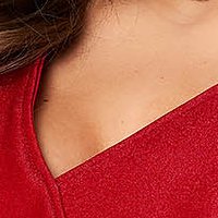 Red crepe dress up to the knee in cloche with glitter applications - StarShinerS