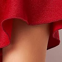 Rochie din crep rosie pana la genunchi in clos cu aplicatii cu sclipici - StarShinerS