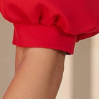 Rochie din stofa elastica rosie midi in clos cu decolteu in v la spate - StarShinerS
