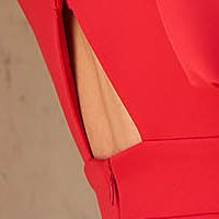 Red Elastic Fabric Midi Dress in A-line with V-Back Neckline - StarShinerS