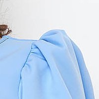 Rochie din stofa elastica albastru-deschis midi in clos cu decolteu in v la spate - StarShinerS