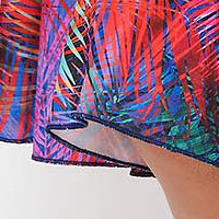 Lycra vékony anyagú harang ruha gumirozott derékrésszel, absztrakt digitálisan nyomtatott mintával