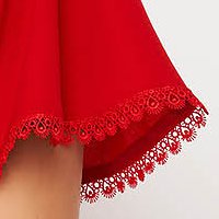 Red crepe pencil dress with lace applications - StarShinerS