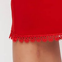 Red crepe pencil dress with lace applications - StarShinerS