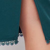 Petrol Green Crepe Pencil Dress with Lace Applications - StarShinerS