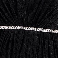 Fekete hosszú harang ruha tüllből csillogó és tollas díszítésekkel