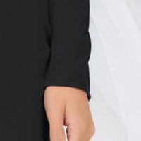 Rochie din stofa usor elastica neagra tip creion cu nasturi decorativi - PrettyGirl
