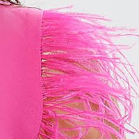 Pink A-line Dress Made of Slightly Elastic Fabric with Feathers - Fofy