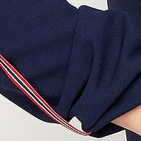 Navy Blue Crepe Cardigan with Loose Cut and Side Pockets - StarShinerS