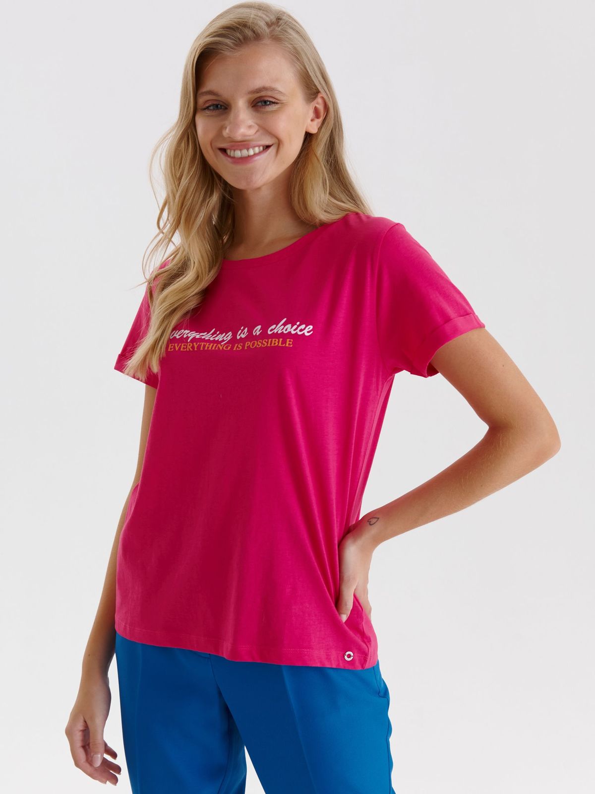 Pink t-shirt cotton loose fit