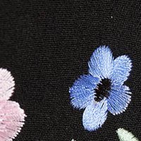 Fekete rövid harang ruha enyhén rugalmas szövetből virágos hímzéssel - StarShinerS