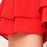 Piros - StarShinerS ruha muszlinból asszimmetrikus hosszú kivágott vállrésszel