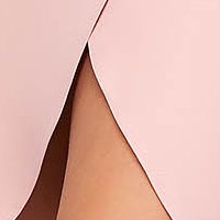 Rochie din stofa usor elastica roz pudra tip creion petrecuta cu umeri bufanti si broderie florala - StarShinerS