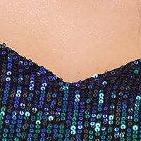 Fekete muszlin flitteres asszimmetrikus harang ruha váll nélkül - StarShinerS