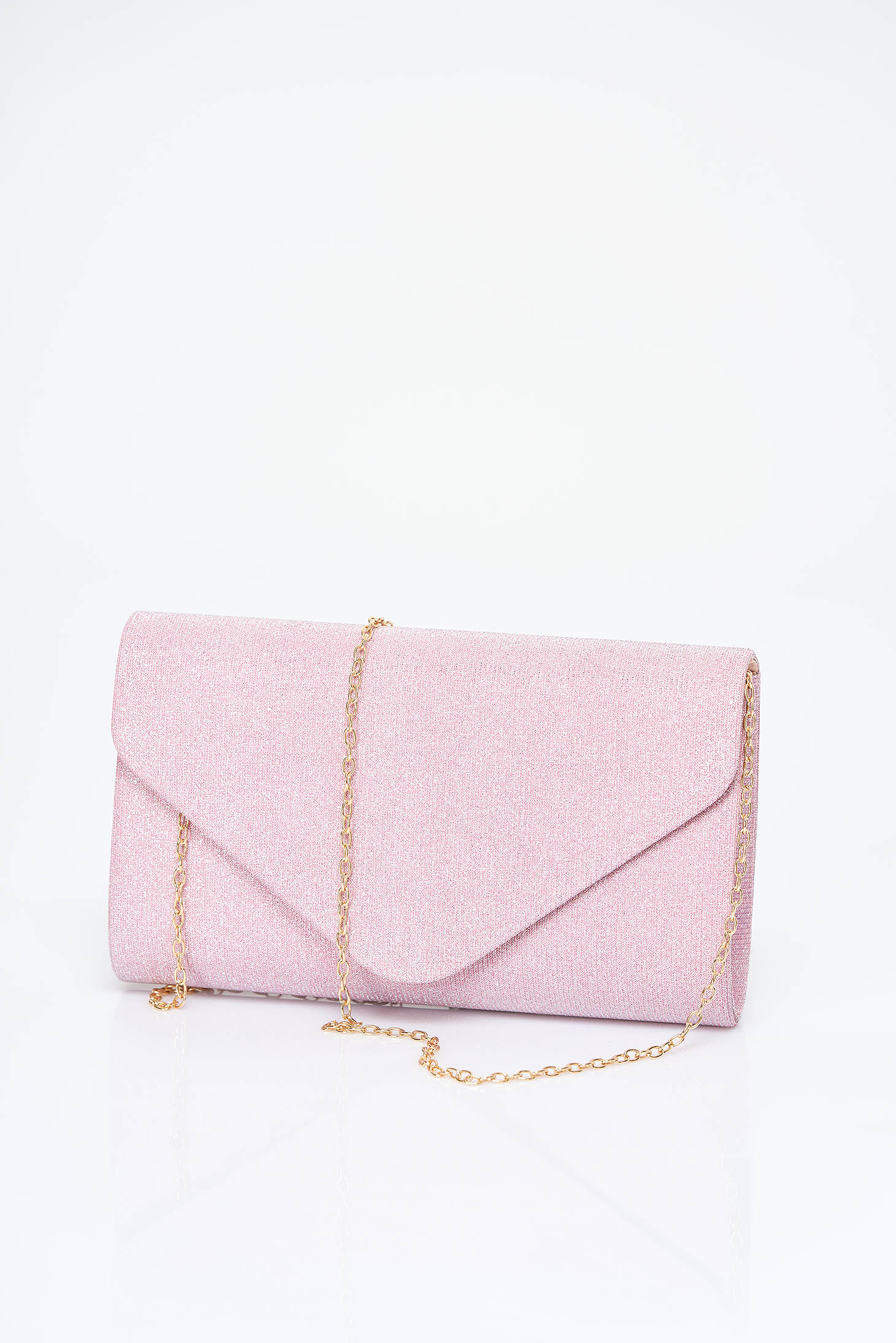 Light Pink Clutch Bag for Women with Glitter Applications 1 - StarShinerS.com
