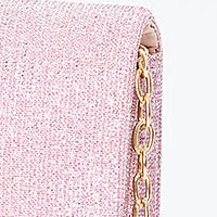 Világos rózsaszínű táska csillogó díszítésekkel