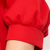 Red dress slightly elastic fabric a-line with embroidery details - StarShinerS