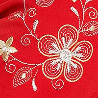 Red dress slightly elastic fabric a-line with embroidery details - StarShinerS