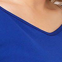 Kék a-vonalú ruha enyhén rugalmas szövetből hímzett betétekkel - StarShinerS