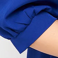 Rochie din stofa usor elastica albastra cu croi in a si broderie unica - StarShinerS