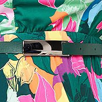 Lycra vékony anyagú harang ruha gumirozott derékrésszel, digitálisan nyomtatott virágmintával