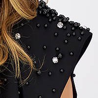 Black dress pencil with pearls with crystal embellished details