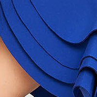 Kék ceruza ruha öv típusú kiegészítővel fodros ujjakkal