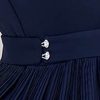 Rochie plisata din voal bleumarin in clos cu umeri goi - StarShinerS