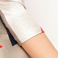 Rövid texturált krepp harang ruha absztrakt mintával - StarShinerS