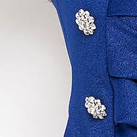 Rochie din crep albastra tip creion crapata pe picior cu nasturi decorativi - StarShinerS