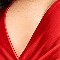Piros - StarShinerS ruha lycra metálos fényű átlapolt bross kiegészítővel