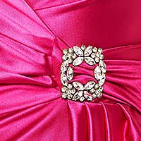 - StarShinerS fuchsia dress lycra with metallic aspect wrap around accessorized with breastpin