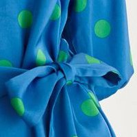 Rochie din material subtire albastra cu elastic in talie si maneci bufante - Top Secret