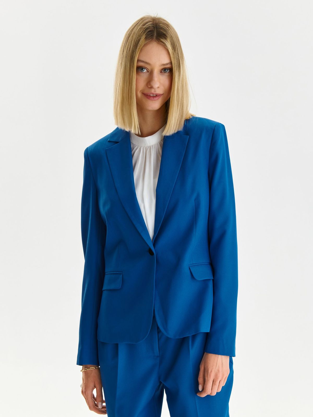 Blue jacket slightly elastic fabric straight