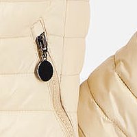 Beige jacket from slicker tented detachable hood lateral pockets
