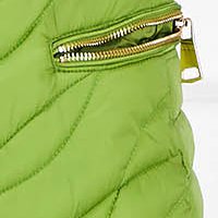 Light green spring jacket made of thin down with a straight neckline cut