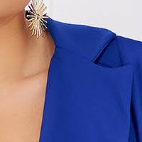 Blue Short Elastic Fabric Party Dress with Lapels - Artista
