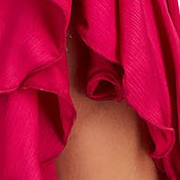 Long fuchsia satin voile dress in a-line with leg slit - Artista