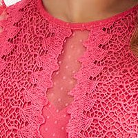 Pink dress from tulle cloche with elastic waist knitted lace