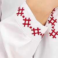 White women`s blouse cotton asymmetrical loose fit embroidered