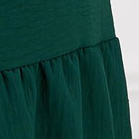 Dark Green Georgette Dress in Flared Style with Elastic Waist and Detachable Belt - Lady Pandora
