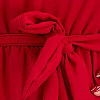 Rochie din georgette rosie in clos cu elastic in talie si cordon detasabil - Lady Pandora